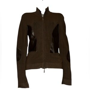 Brown Women's Jacket with Leather Accents